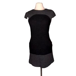 Vince Knee Length Dress 4 Cap Sleeve Gray Black Wool Angila Pockets Sust…
